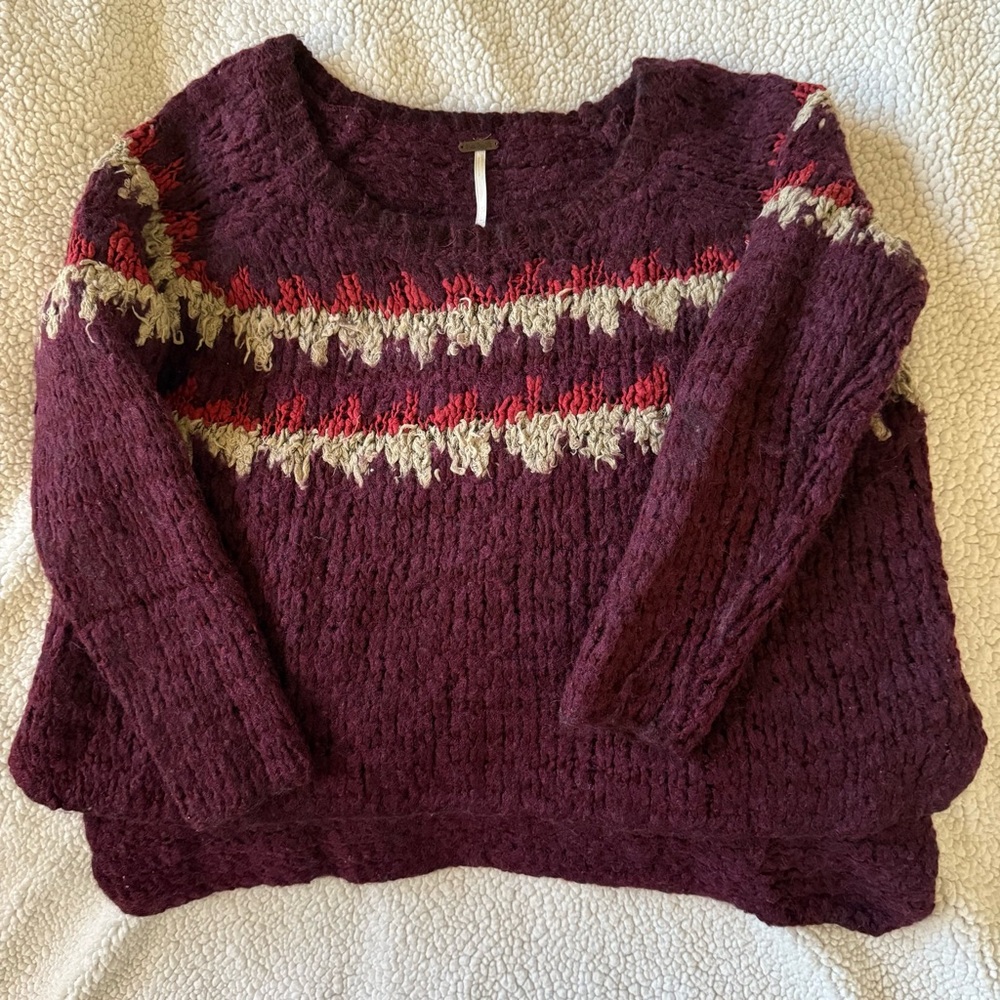 Free People Burgundy Knit Sweater XS